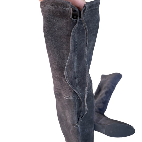 Stuart Weitzman Lowland Suede Over The Knee Boots Size 7.5M Gray Stretch Spain - Picture 8 of 16
